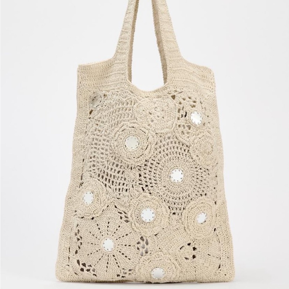 Zara Cream Crochet Tote Bag